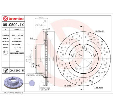 Brzdový kotouč BREMBO 09.C500.1X