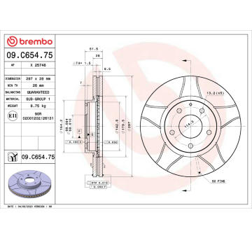 Brzdový kotouč BREMBO 09.C654.75