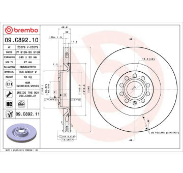 Brzdový kotouč BREMBO 09.C892.11