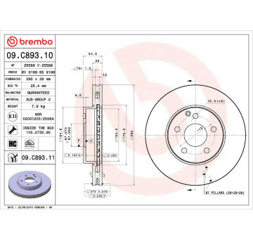 Brzdový kotouč BREMBO 09.C893.11