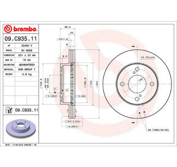 Brzdový kotouč BREMBO 09.C935.11