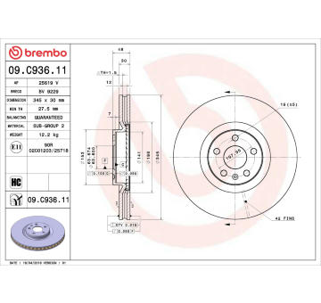 Brzdový kotouč BREMBO 09.C936.11