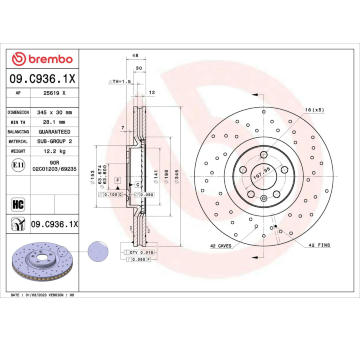 Brzdový kotouč BREMBO 09.C936.1X