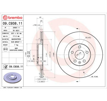 Brzdový kotouč BREMBO 09.C938.11