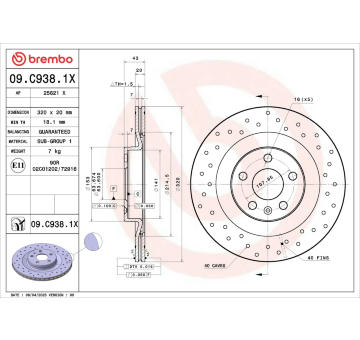 Brzdový kotúč BREMBO 09.C938.1X