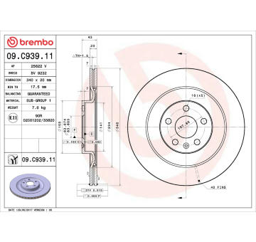 Brzdový kotouč BREMBO 09.C939.11