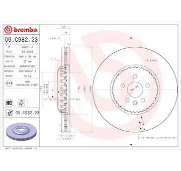 Brzdový kotouč BREMBO 09.C982.23