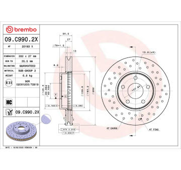 Brzdový kotúč BREMBO 09.C990.2X