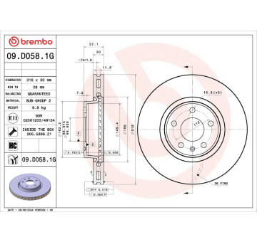 Brzdový kotúč BREMBO 09.D058.1G