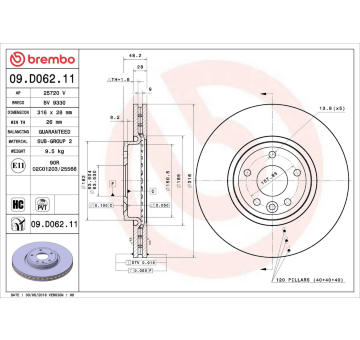 Brzdový kotouč BREMBO 09.D062.11