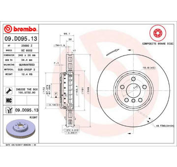 Brzdový kotouč BREMBO 09.D095.13