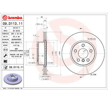 Brzdový kotouč BREMBO 09.D113.11