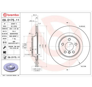 Brzdový kotúč BREMBO 09.D175.11