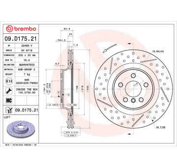 Brzdový kotúč BREMBO 09.D175.21