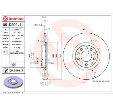 Brzdový kotouč BREMBO 09.D209.11