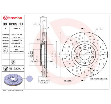 Brzdový kotouč BREMBO 09.D209.1X