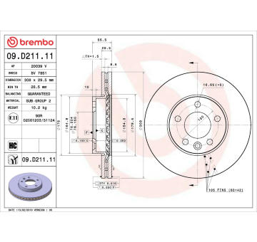 Brzdový kotouč BREMBO 09.D211.11