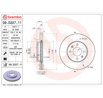 Brzdový kotouč BREMBO 09.D227.11