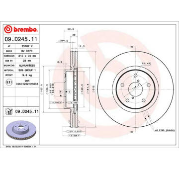 Brzdový kotouč BREMBO 09.D245.11