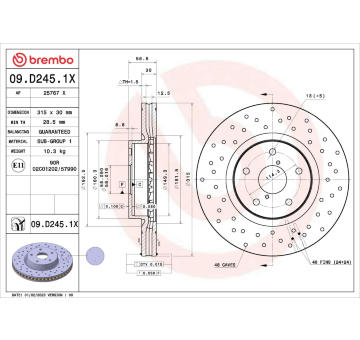 Brzdový kotouč BREMBO 09.D245.1X