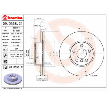 Brzdový kotouč BREMBO 09.D338.21