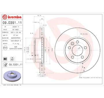 Brzdový kotouč BREMBO 09.D351.11