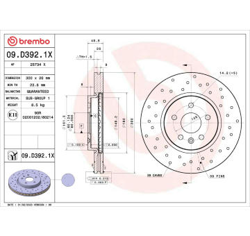 Brzdový kotouč BREMBO 09.D392.1X