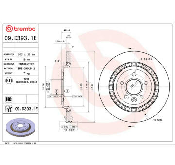 Brzdový kotúč BREMBO 09.D393.1E
