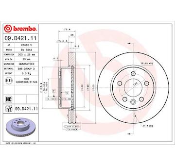 Brzdový kotouč BREMBO 09.D421.11