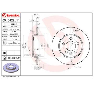 Brzdový kotouč BREMBO 09.D422.11