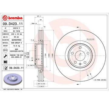 Brzdový kotouč BREMBO 09.D423.11