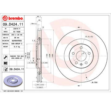 Brzdový kotouč BREMBO 09.D424.11