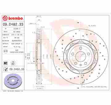 Brzdový kotouč BREMBO 09.D482.33