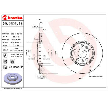 Brzdový kotouč BREMBO 09.D509.1E