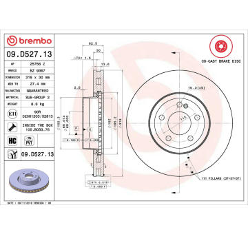 Brzdový kotouč BREMBO 09.D527.13