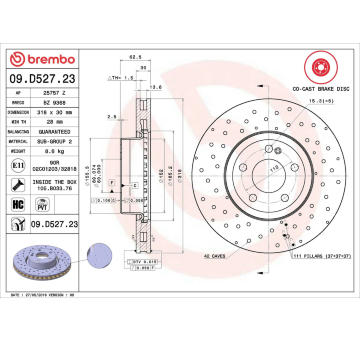 Brzdový kotouč BREMBO 09.D527.23