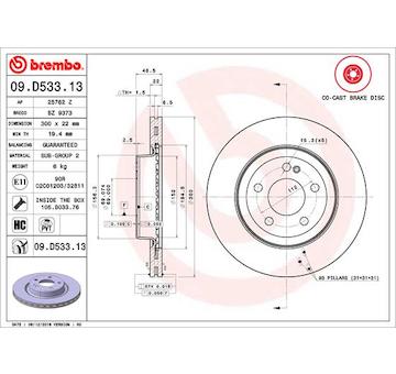 Brzdový kotouč BREMBO 09.D533.13