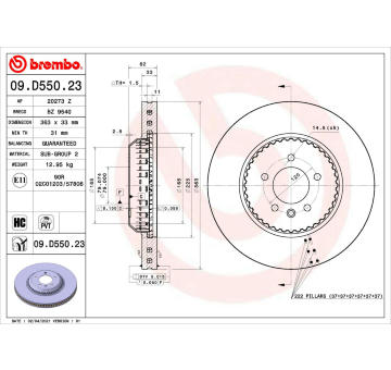 Brzdový kotouč BREMBO 09.D550.23