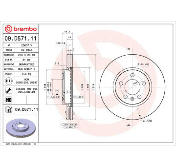 Brzdový kotouč BREMBO 09.D571.11