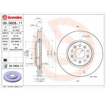 Brzdový kotouč BREMBO 09.D608.11