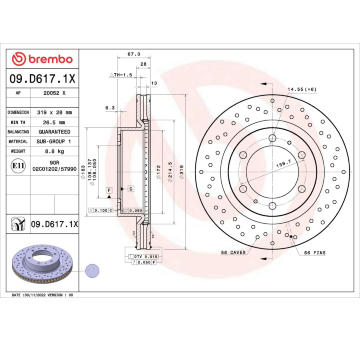 Brzdový kotouč BREMBO 09.D617.1X