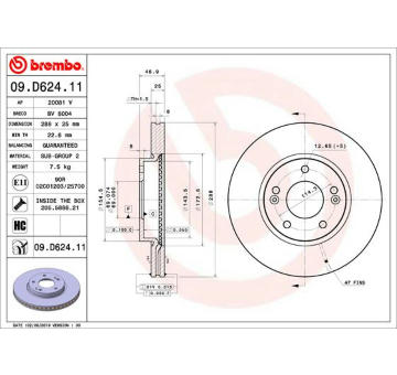 Brzdový kotouč BREMBO 09.D624.11