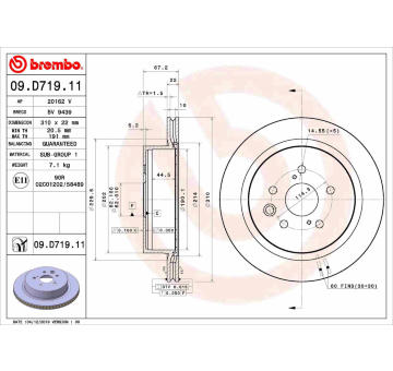 Brzdový kotouč BREMBO 09.D719.11