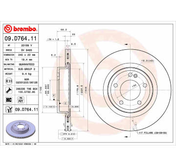 Brzdový kotouč BREMBO 09.D764.11