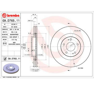 Brzdový kotouč BREMBO 09.D765.11