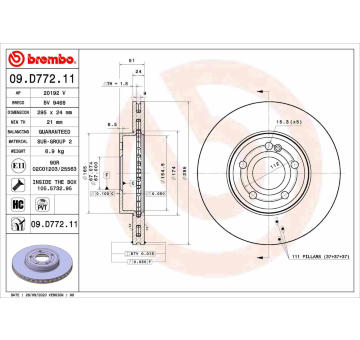 Brzdový kotouč BREMBO 09.D772.11