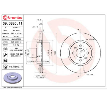 Brzdový kotouč BREMBO 09.D880.11