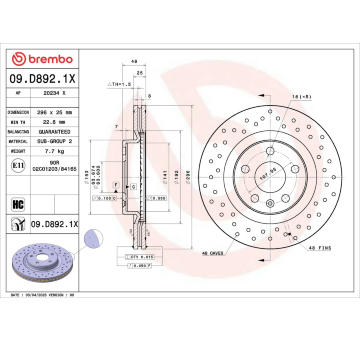 Brzdový kotúč BREMBO 09.D892.1X