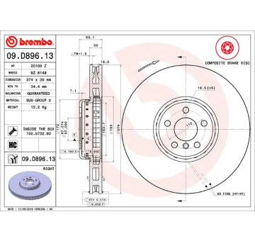 Brzdový kotouč BREMBO 09.D896.13