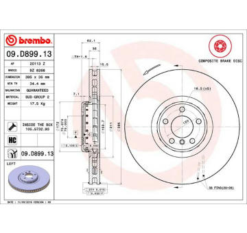 Brzdový kotouč BREMBO 09.D899.13